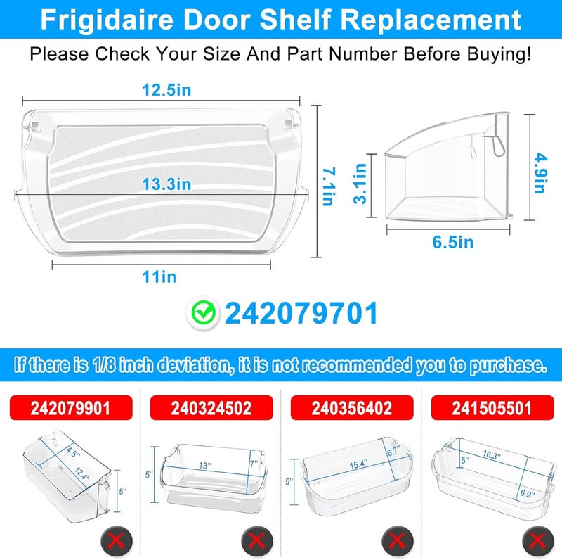 Alvar [2 PACK] UPGRADED 242079701 Refrigerator Door Bin Compatible with Frigidaire Door Shelf Replacement 242011501 242011503 242011504 LGHD2369TF FFHB2750TS FGHB2868TF LFHG2251TF5 Door Shelf Bin - Image 3